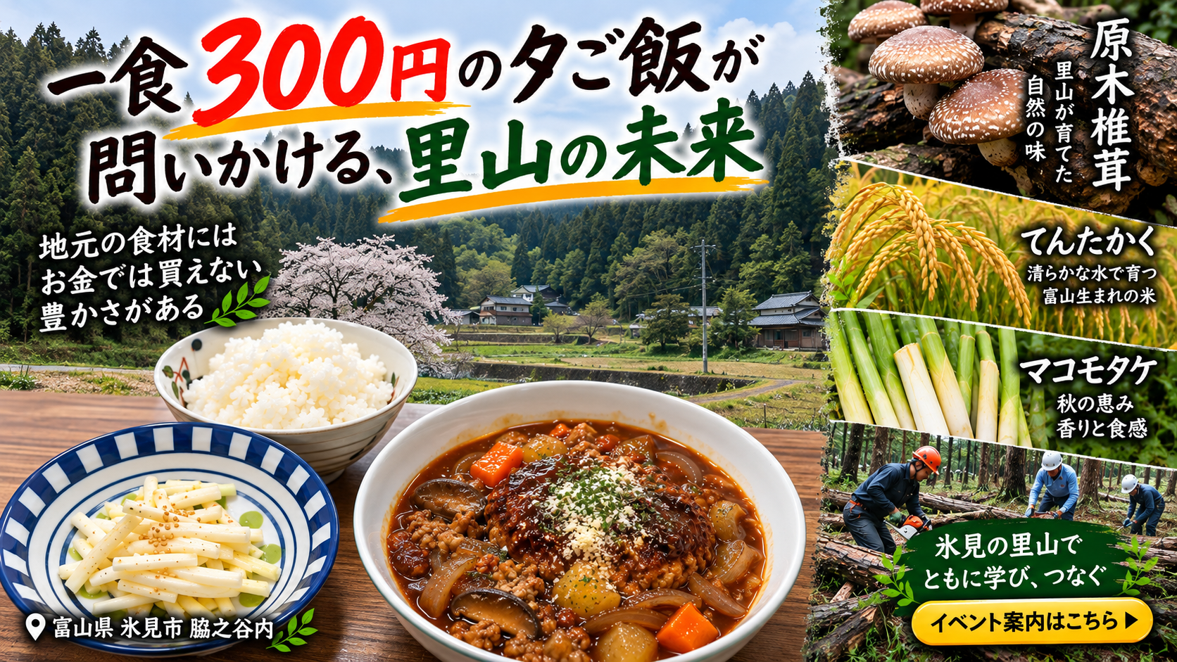 一食300円の夕ご飯が問いかける、里山の未来