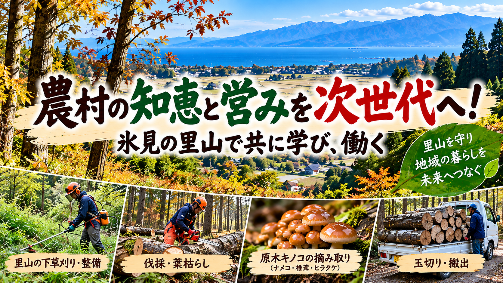 農村の知恵と営みを次世代へ!氷見の里山で共に学び、働く